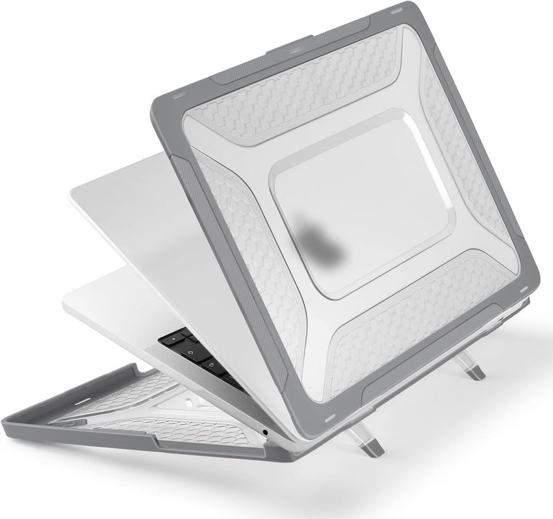 Batianda Extreme Heavy Duty Case for New MacBook Air 13.6 inch 2025 M4 2024 2022 A3240 A3113 A2681 - Anti-Slip Rubberized Stand (Holds 25lbs) Honeycomb Exoskeleton Max Cooling & Stability - Grey - Image 4